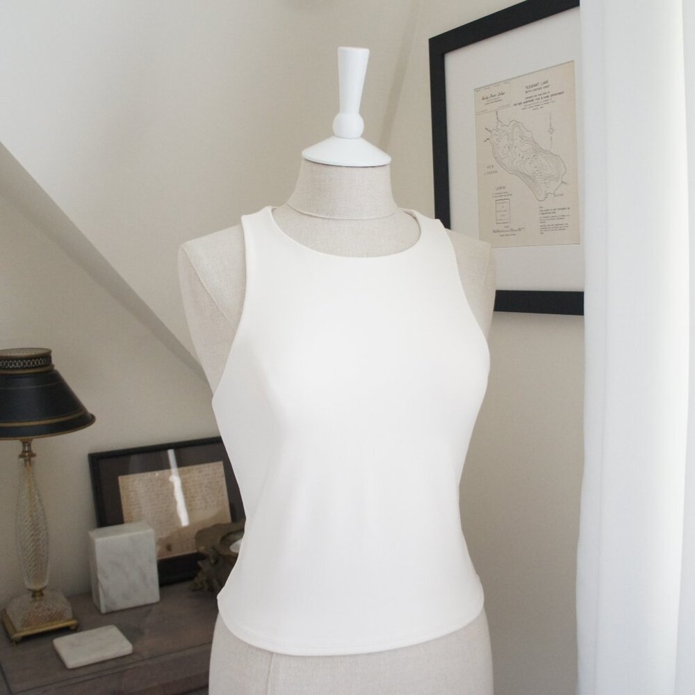 Express Cream Body Contour High Neck Tank Top Size Medium